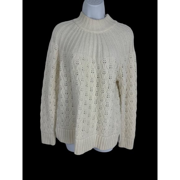 Madewell Sweaters - Madewell Pointelle Stitch Mix Mock Neck Long Sleeve Sweater Size M